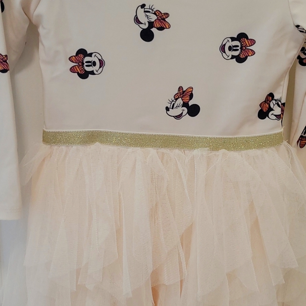 Minnie Disney tutu dress ivory in color with a gold shimmer band - Picture 2 of 2